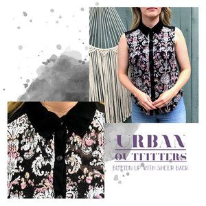 Urban Outfitters Button-Up Tank with Sheer Back